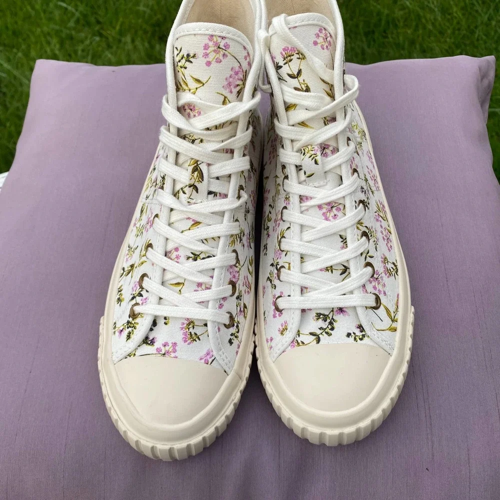 J. Crew Whisp Floral Hi Top Fashion Sneaker Shoe Women's size 7 BF748 - Picture 3 of 10